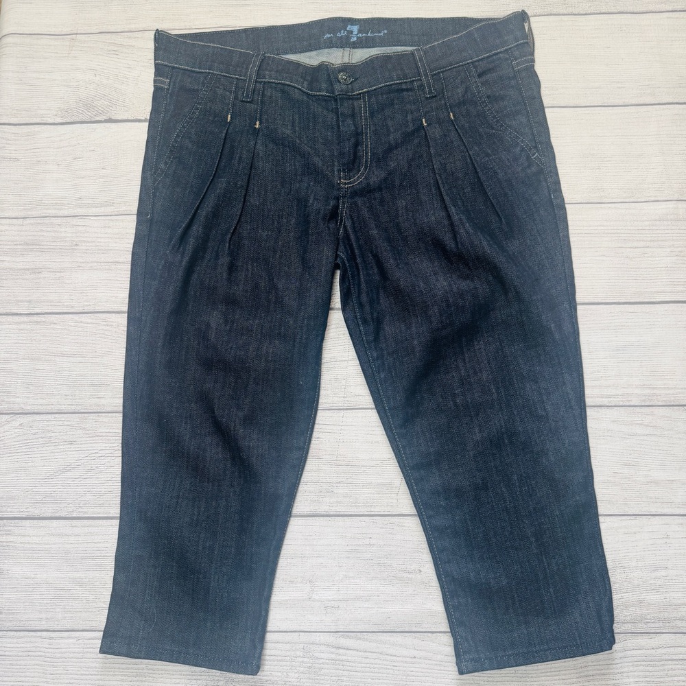 7FAM 7 For All Mankind Low Rise Pleated Cropped Jeans Capris‎ Size 29